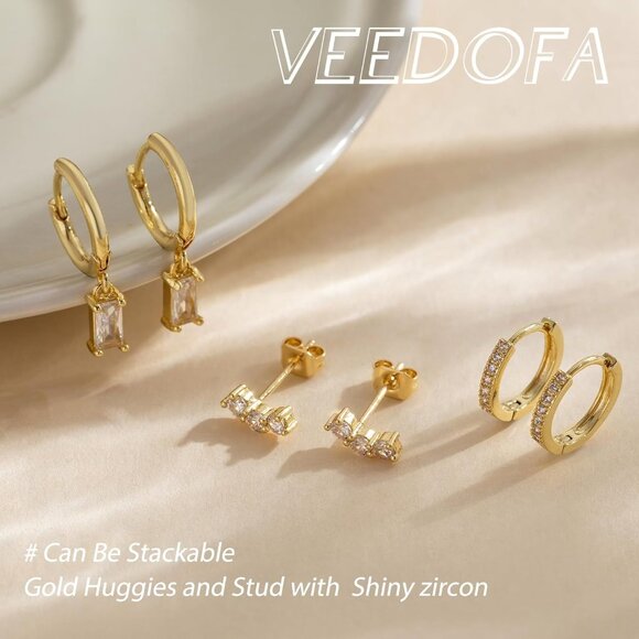 🆕 Women Gold Small Hoop Earrings Trendy Chunky Multiple Piercing Jewelry Gift - Picture 4 of 7